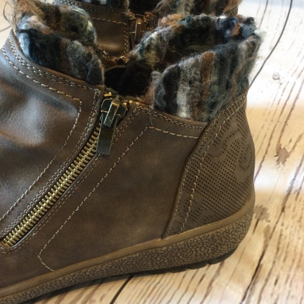 Patrizia by Spring Step Brown Ankle Boots Tracie Fur Lining  Zip casual 10 - Picture 5 of 10